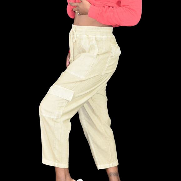 Anthropologie Daily Practice Evergreen Pants Tan Cargo Baggy High Waist Size XS - Picture 3 of 16